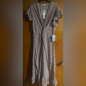 Max Studio Floral Midi Dress - Pink and Black